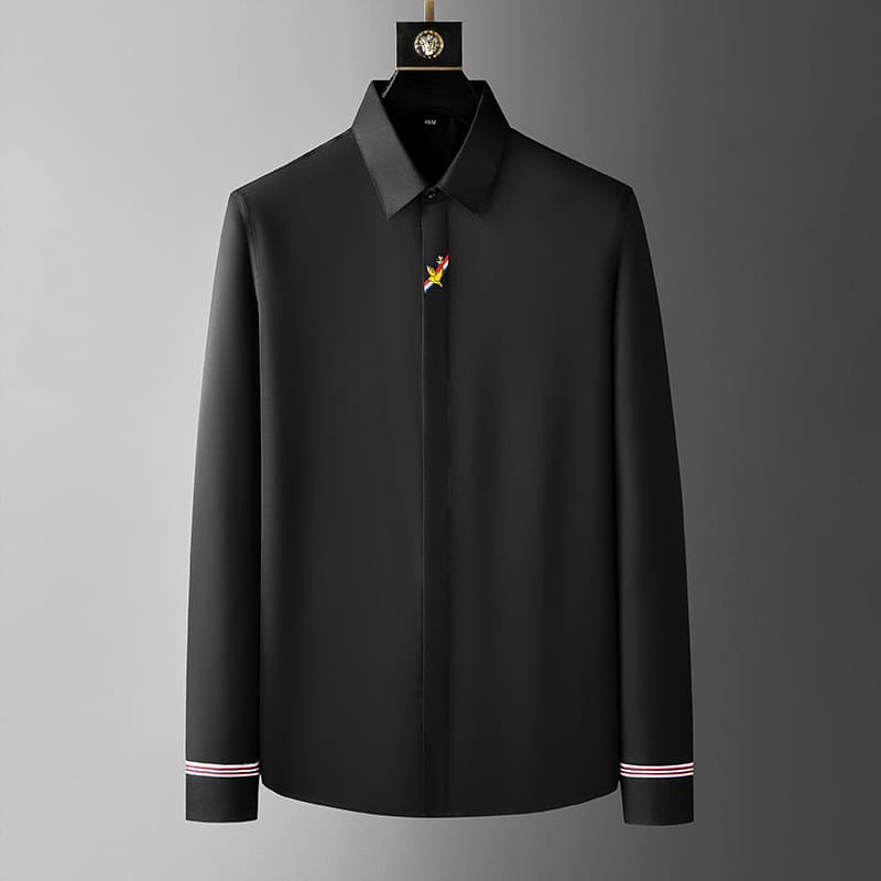Men's Clothing Long Sleeved Shirt Men's Simple 10,000 Needle Embroidery Shirt Men's Slim Fitting Free Iron Men's Shirt One Piece For Delivery