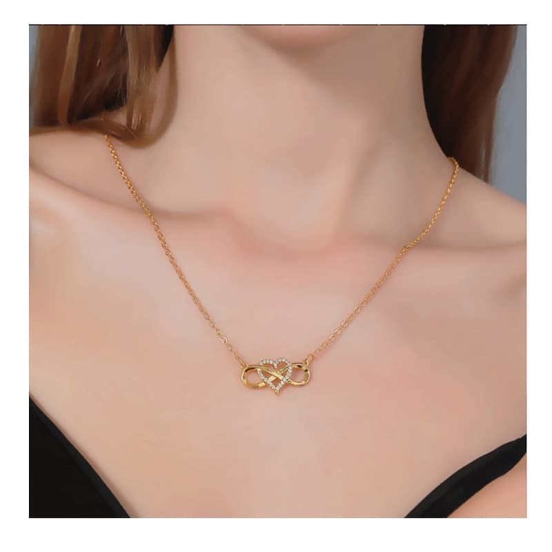 2025 New Arrivals Romantic Fashion Sier Gold Color Infinity Forever Love CZ Lucky Heart Pendant Necklace for Women Gift Jewelry