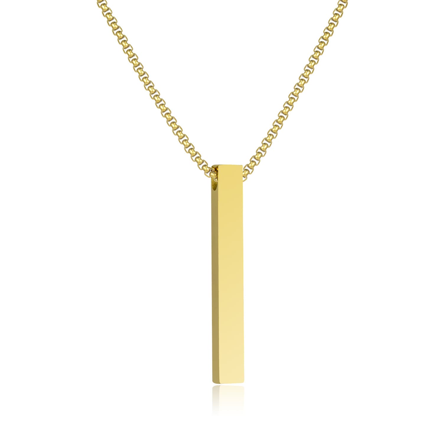 Mens Jewellery Rectangle Pendant Necklace Men Classic Width 2mm Stainless Steel Link Chain Necklace for Men Jewelry Gift