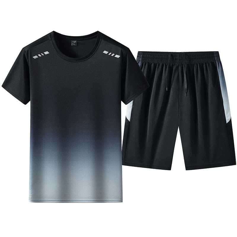 Men's Clothing New summer men's trendy loose clothing trendy brand student short-sleeved T-shirt suit gradient color five-point sleeve two-piece suit