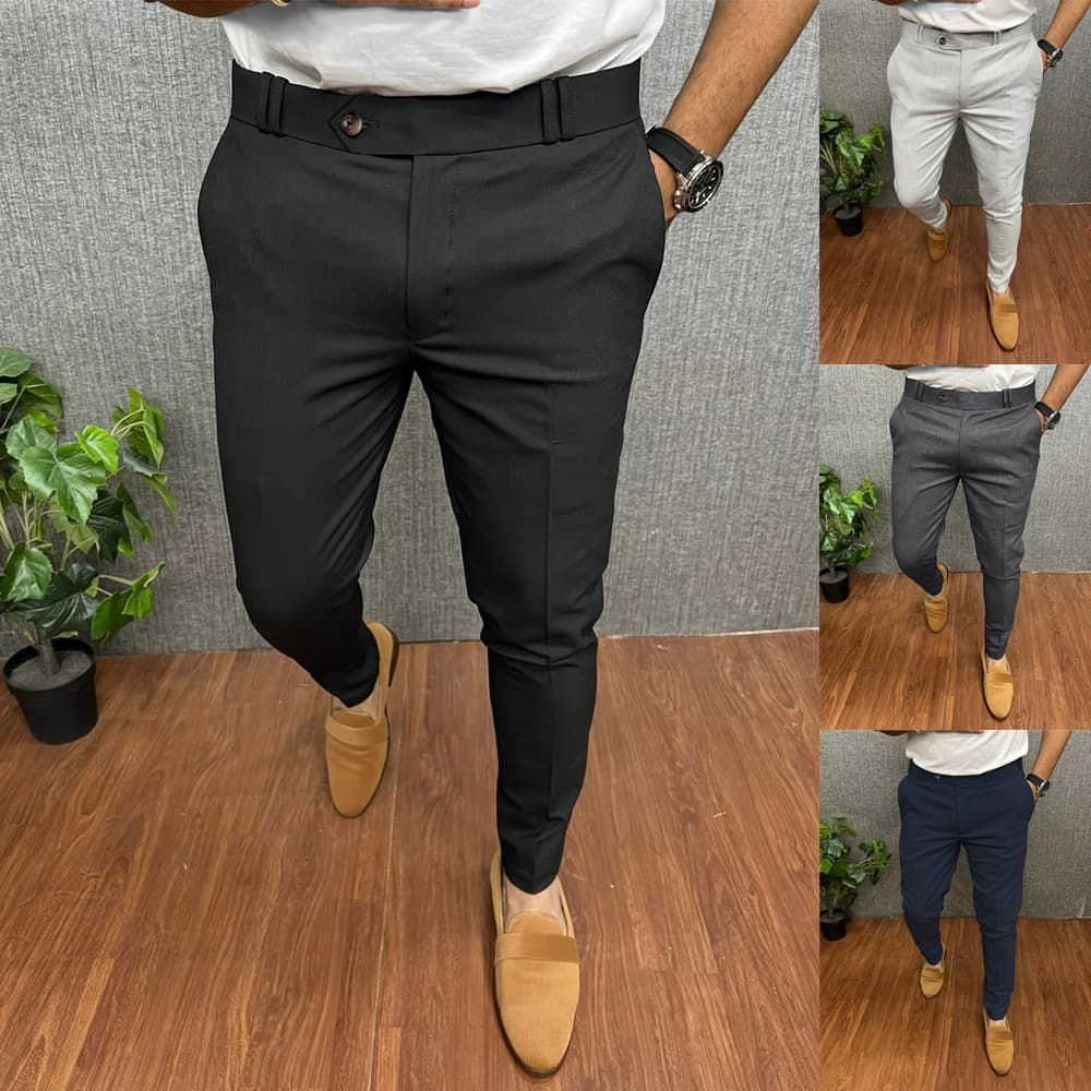 Men's Clothing Triangle Extension Buckle Waist Casual Formal Trousers