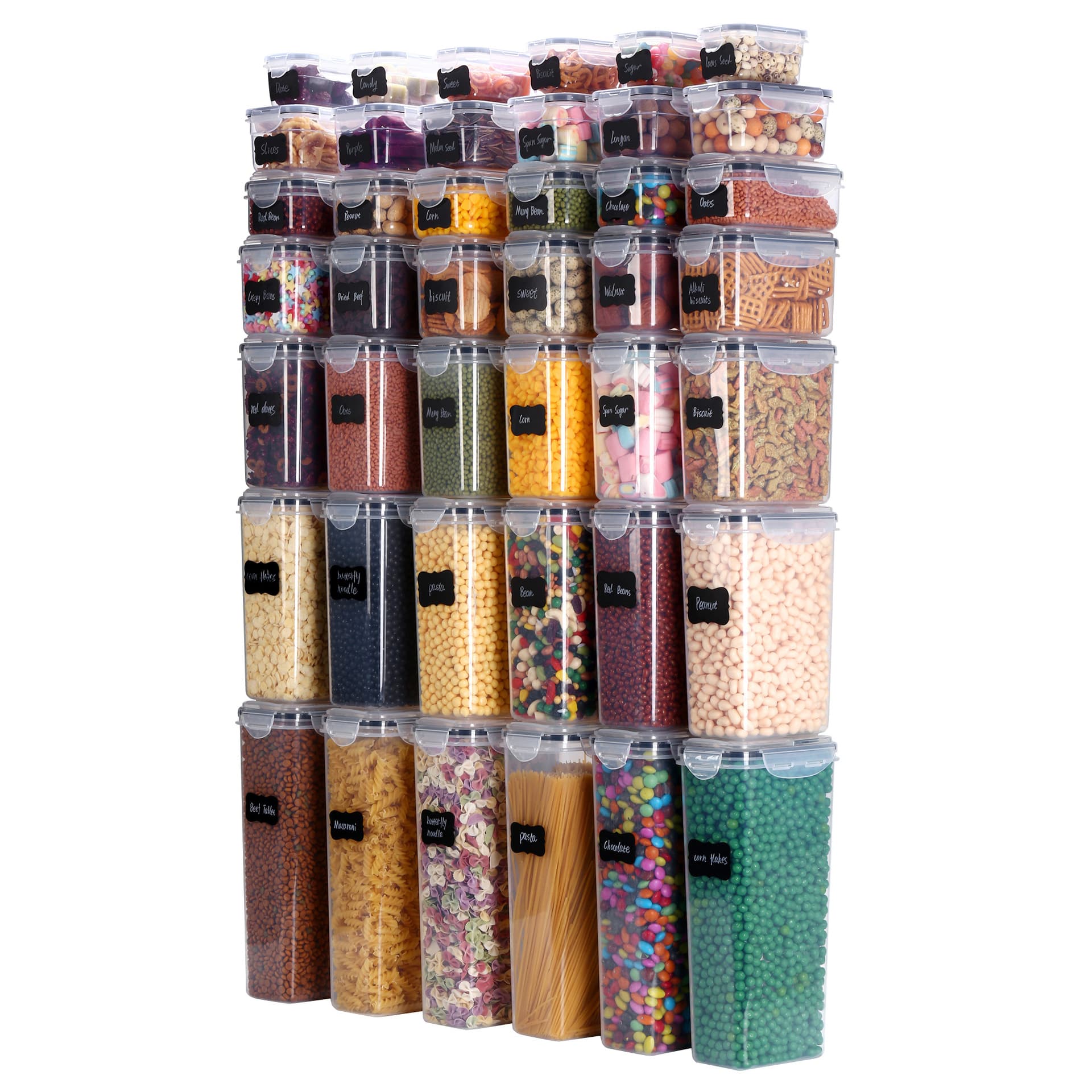 42pcs/set PP plastic sealed jar 42-piece set grain noodle stick open cover rice storage jar