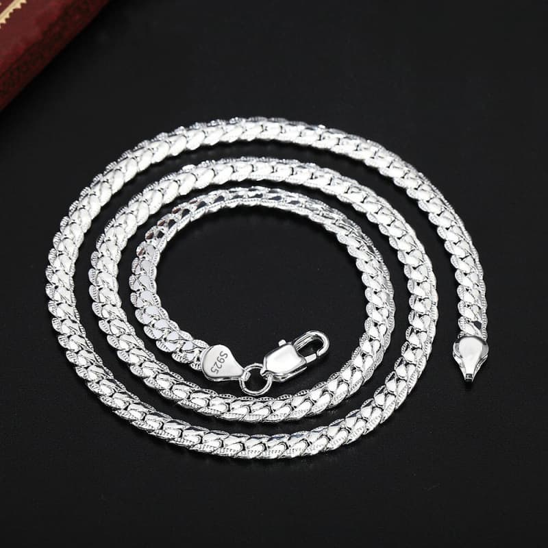 S925 Sterling Silver 6mm Full Sideways Necklace