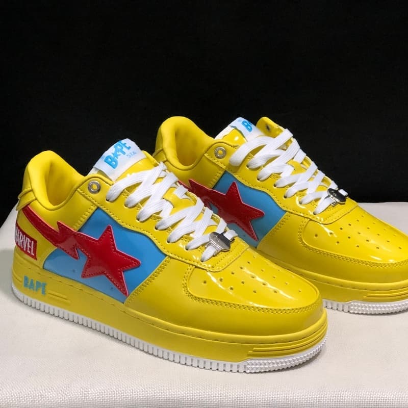 Bapes Sta To Low Ape Head Chaussures de sport basses en cuir laqué classique
