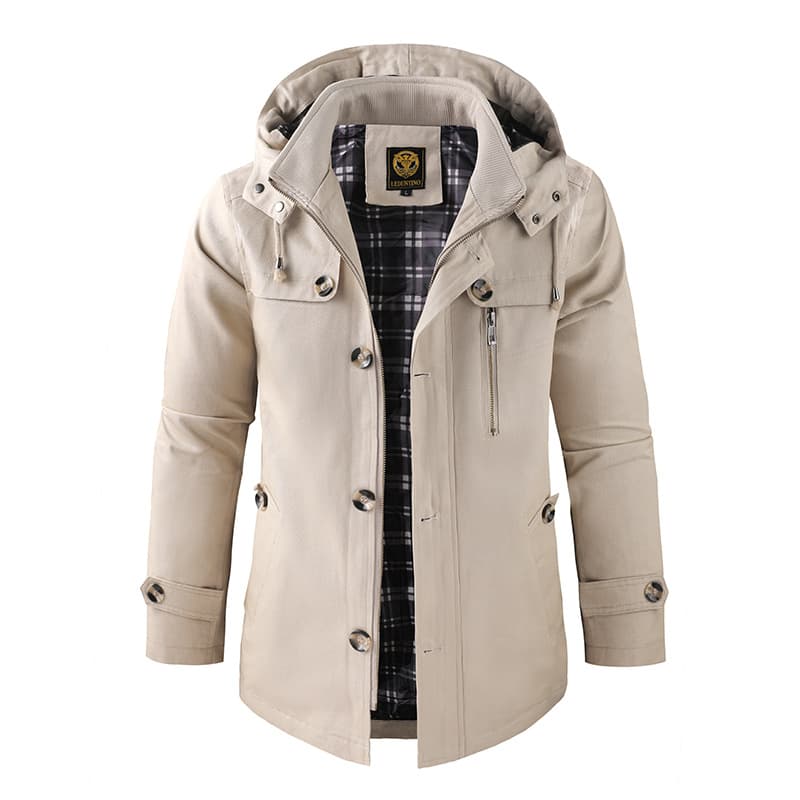 Men's Clothing foreign trade medium and long men's hooded jacket men's washed factory spring and autumn jacket men's clothing large size windbreaker