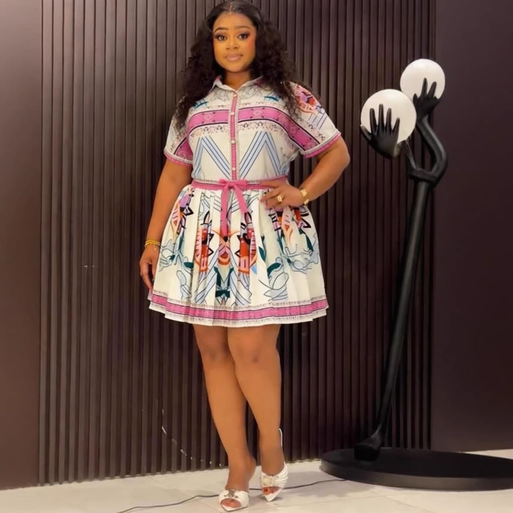 plus Size Ethnic Print Blouse And Pleated Skirt Set Stylish Casual JK Outfit for Women Comfortable Fashion Wear