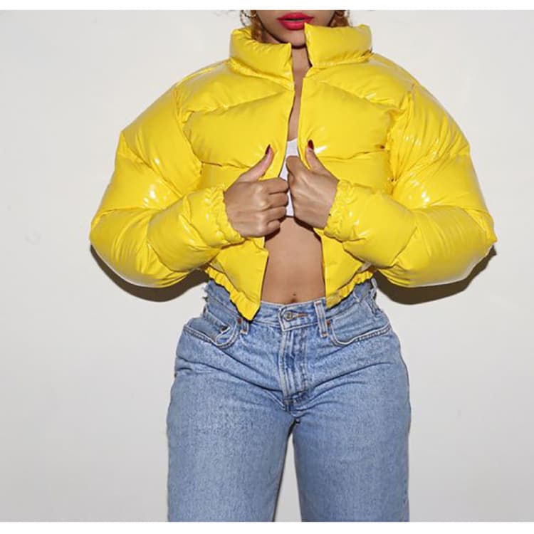 Women's Cotton Coat Jacket Autumn And Winter Popular Cotton Clothing Bright Metal Short