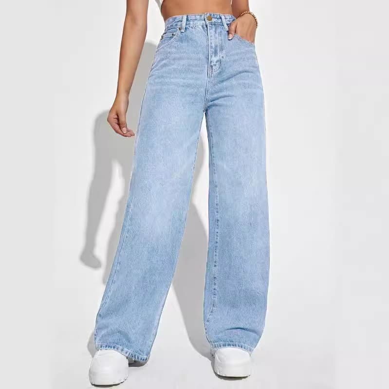 Women's Clothing New women's jeans women's high waist slim straight denim trousers hot sale