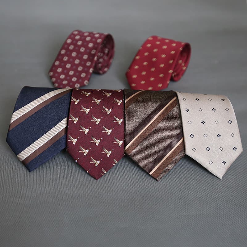 8CM Men's Formal Fashion Dark Red Brown Tie Groom Groomsman Suit Dress Floral Striped Necktie