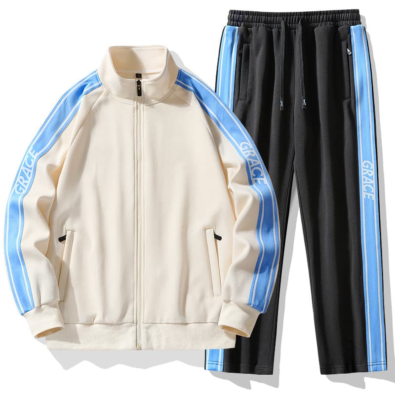 Men's Sports Suit Trendy Long-Sleeved Sweater Trousers Two-Piece Running Casual Sportswear Live