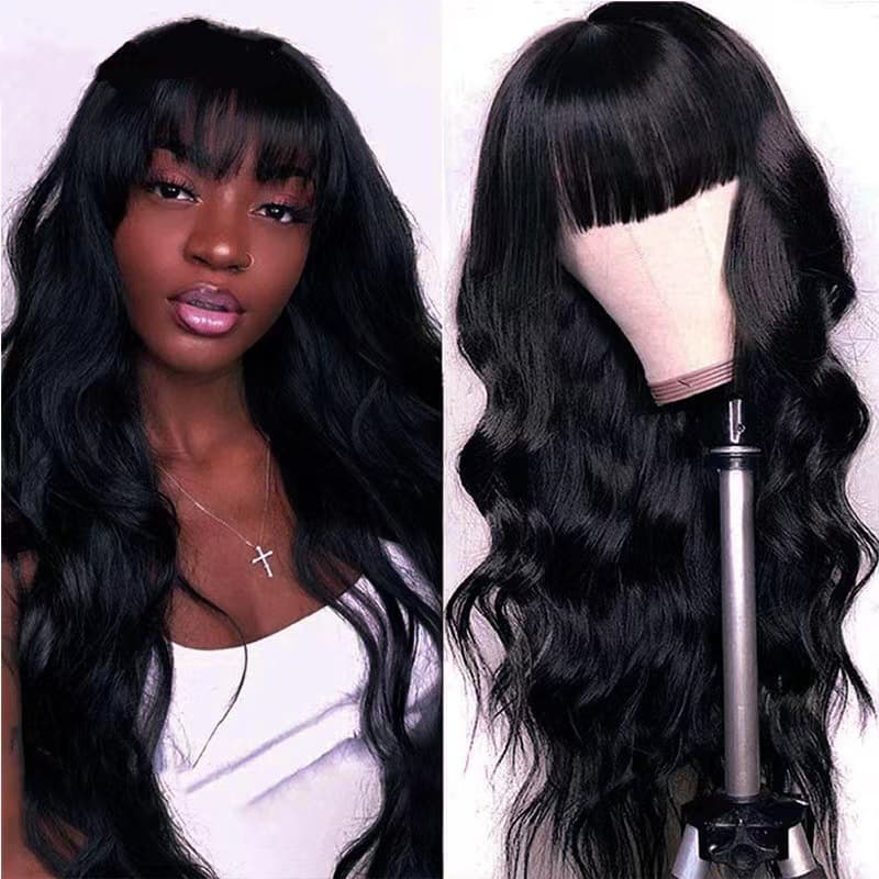 wig female Qi bangs long hair high temperature silk chemical fiber long curly wig headgear factory hair