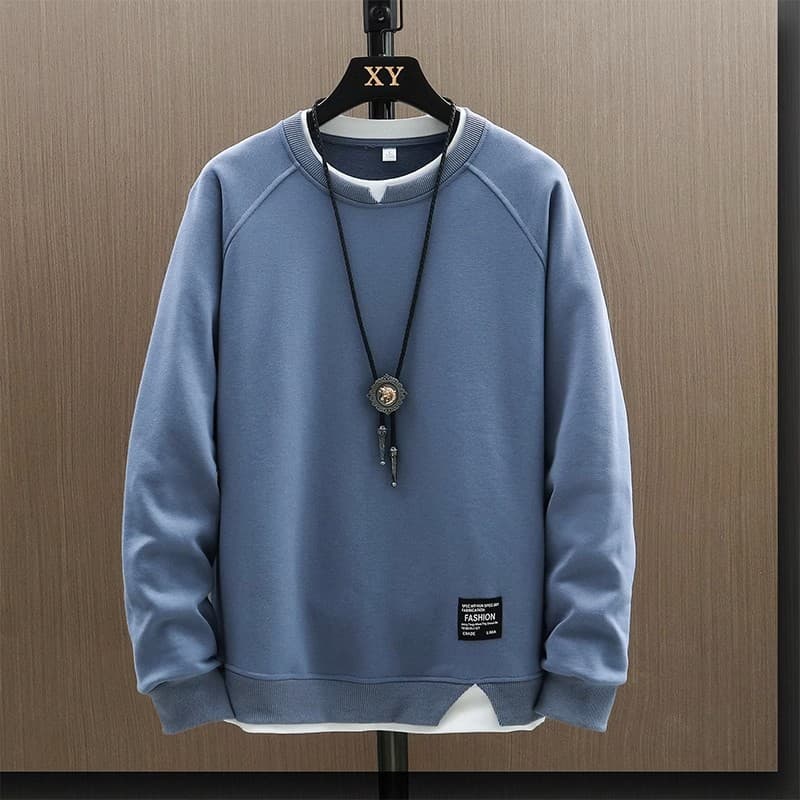 Sweater Men's Spring And Autumn 2025 New Trendy Brand Casual Fake Two Long-sleeved T-shirt Men's Clothes Bottoming Shirt