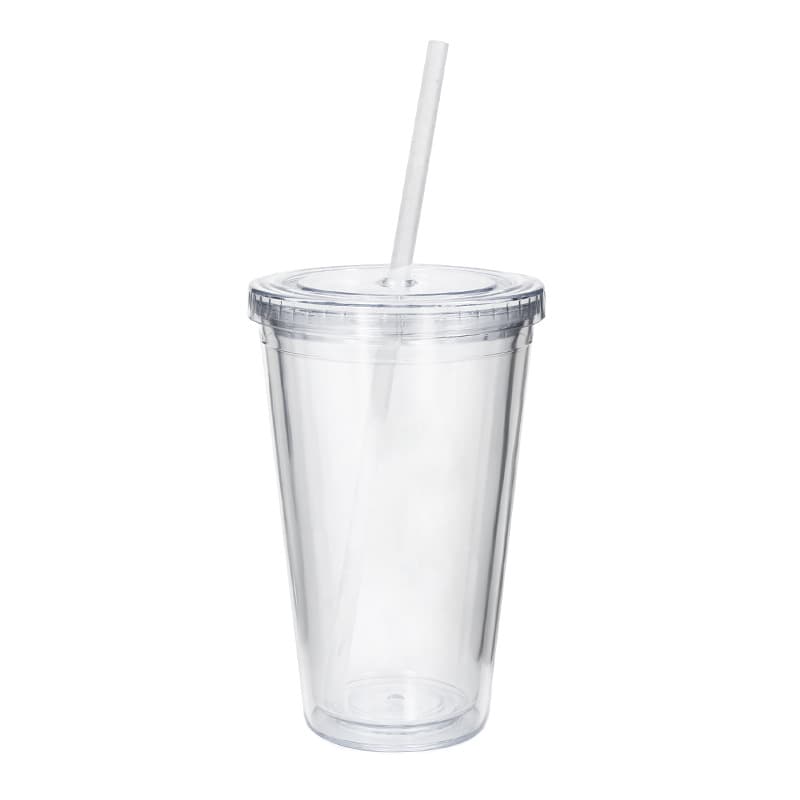 Straw Cup With Lid Double-layer Reusable Drinking Cup Plastic Tumbler Transparent Tea Fruit Coffee Mugs DIY Water Bottle