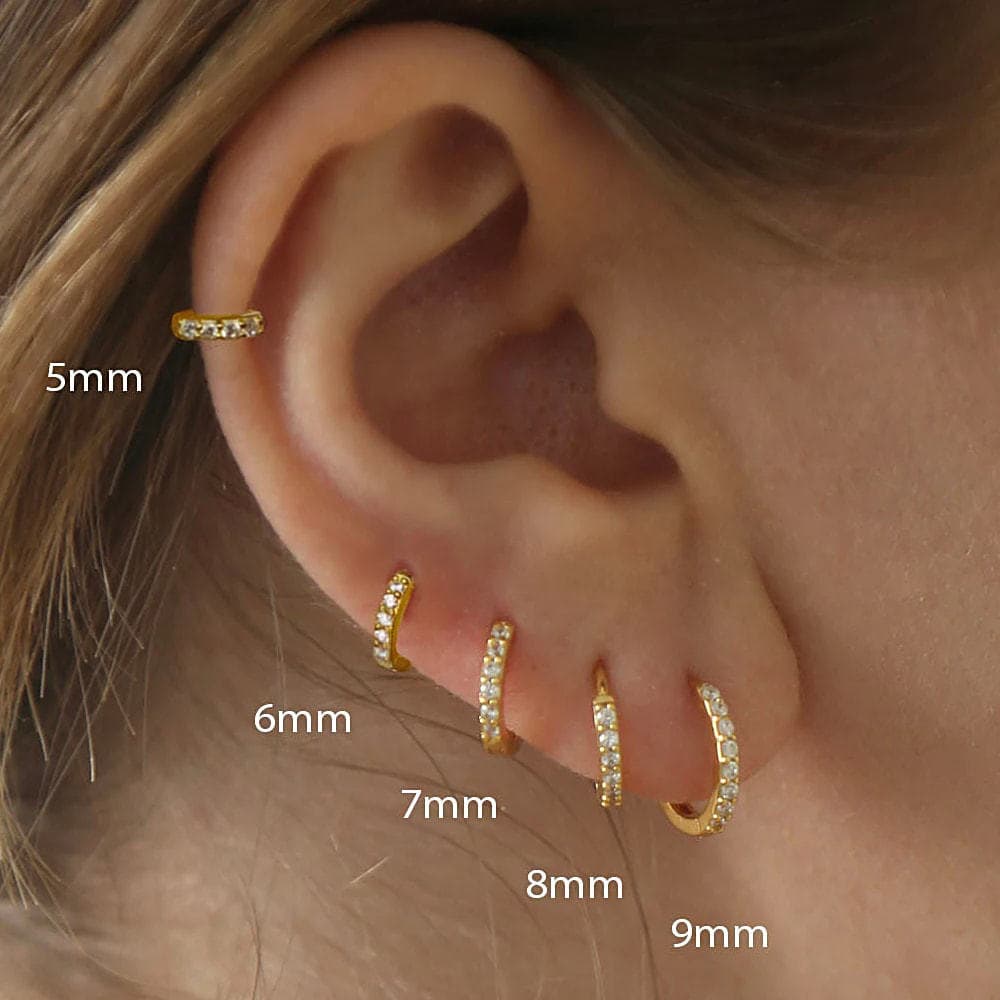 Minimalist Personality Layered Fragmented Diamond Hoop Cuffs Rings Fashion Simple Earrings High-end Versatile Ear Bone
