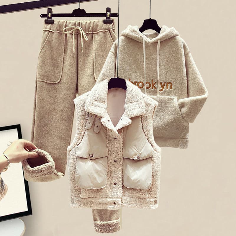 Women's Clothing Large size suits for women new cotton vests for women fat covering belly slimming casual pants two piece suit