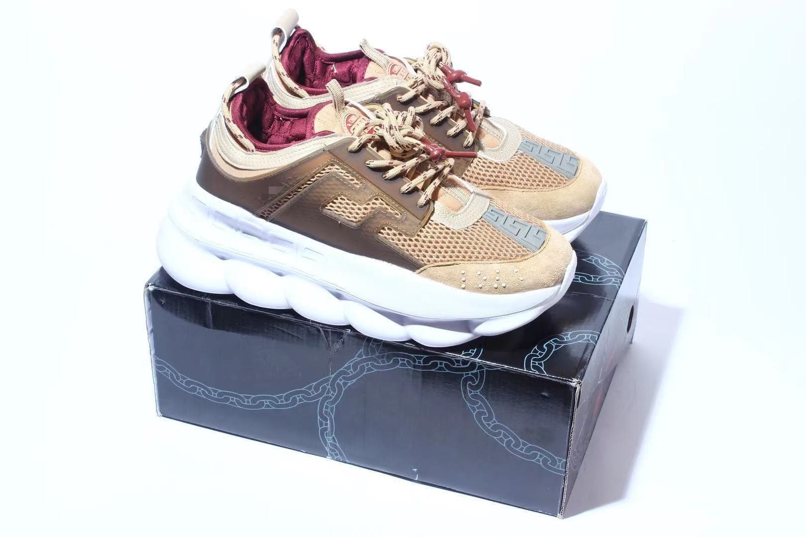 Chaussures de sport décontractées tendance Chain Reaction à tige basse, style rétro, polyvalentes, pour couples, semelle épaisse rehaussante et
