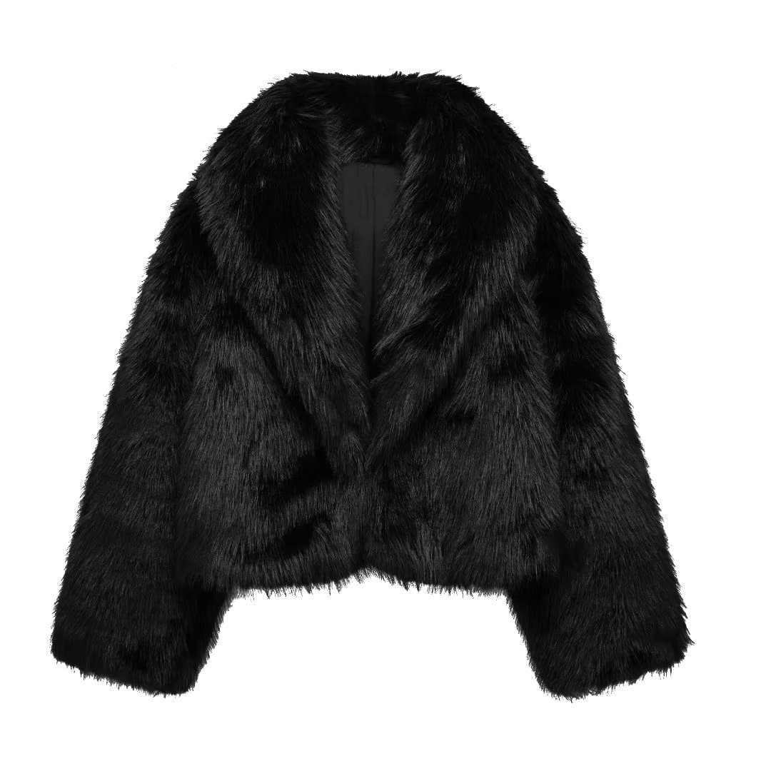 Women's Clothing Fur Effect Short Jacket