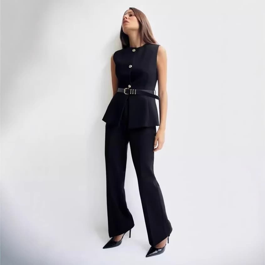 Women's Clothing High End Belt Simple Sleeveless Shirt Layered Waist Vest For Women