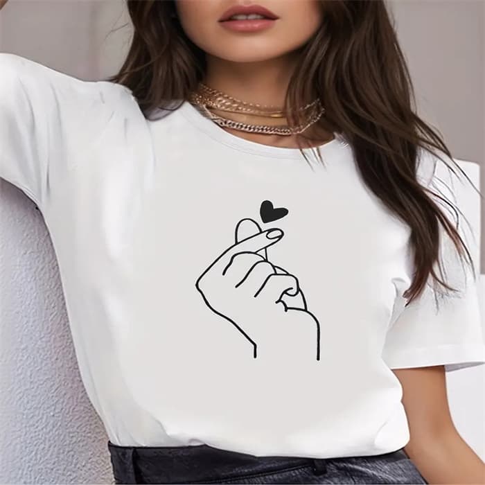 Women's fashion leisure home commuting all-match round neck short-sleeved T-shirt