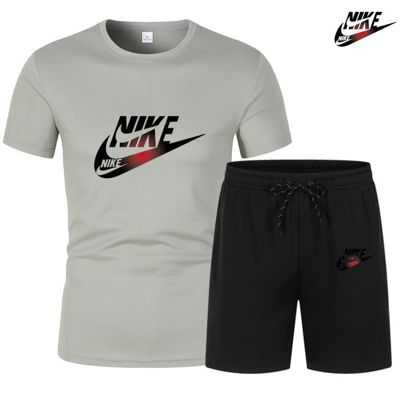 Ensemble de sport décontracté d'été pour hommes, T-shirt à manches courtes + short, deux pièces, élastique et respirant, ensemble d'entraînem