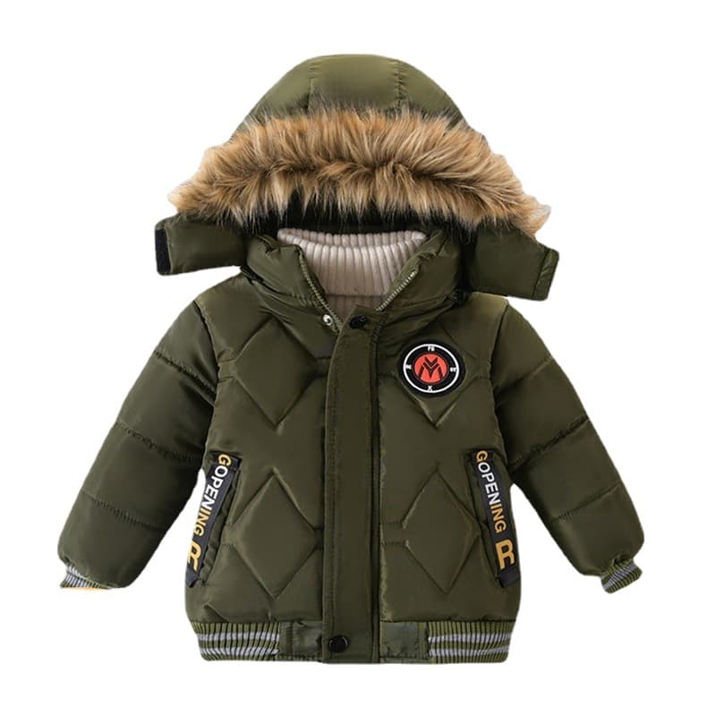 kid's clothing Children's winter clothes Children's winter clothes all match color cotton-padded coat fashion letter hooded coat