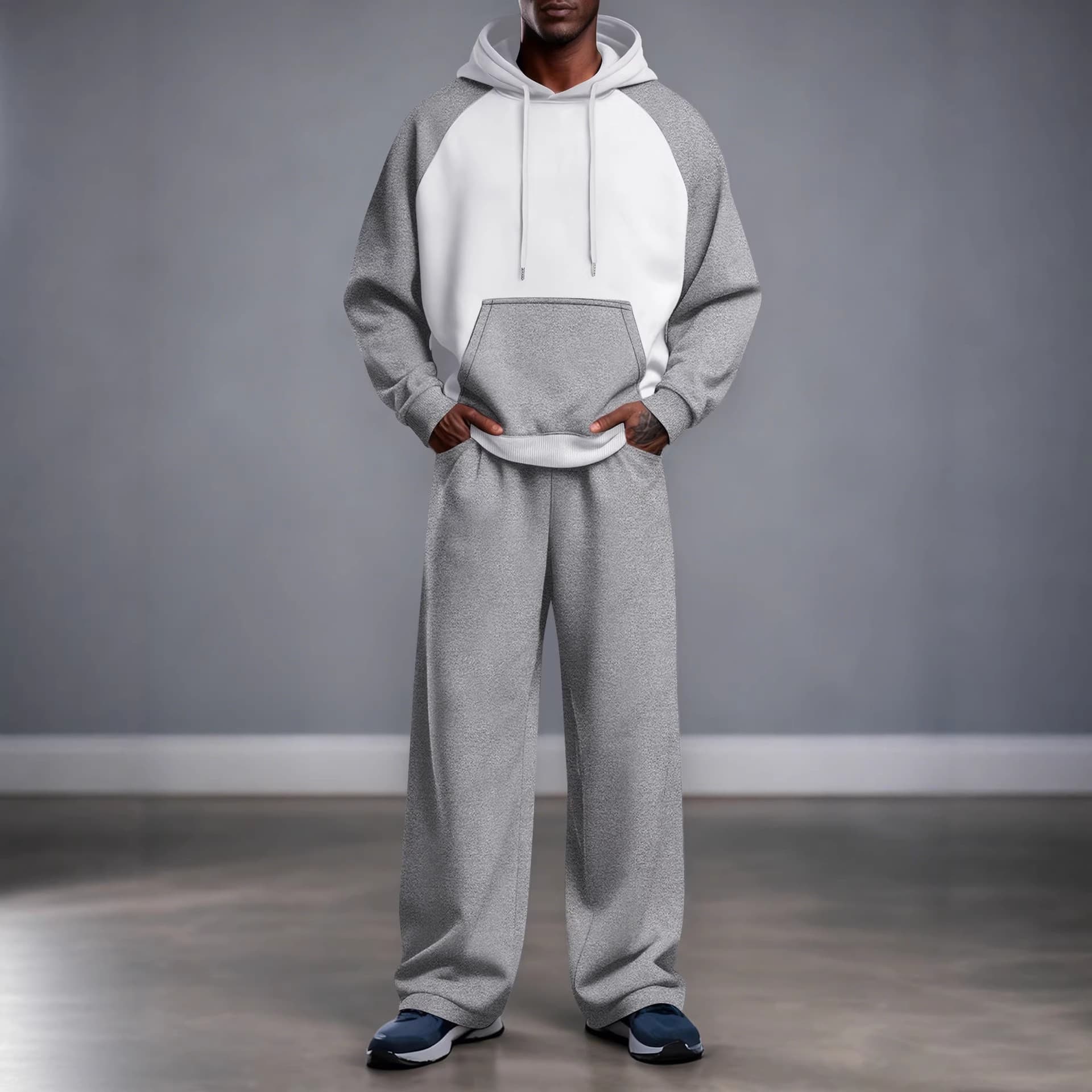 ​​Men's Color Block Hoodie & Sweatpants Set - Stylish Casual Loungewear, Comfortable & Trendy Outfit For Streetwear & Home​​