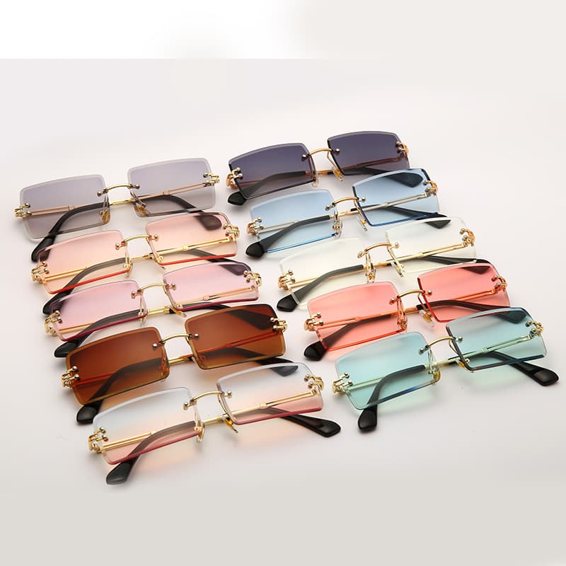 Sunglasses Female Explosive Square Small Rimless Sunglasses Male Fashion Personality Metal