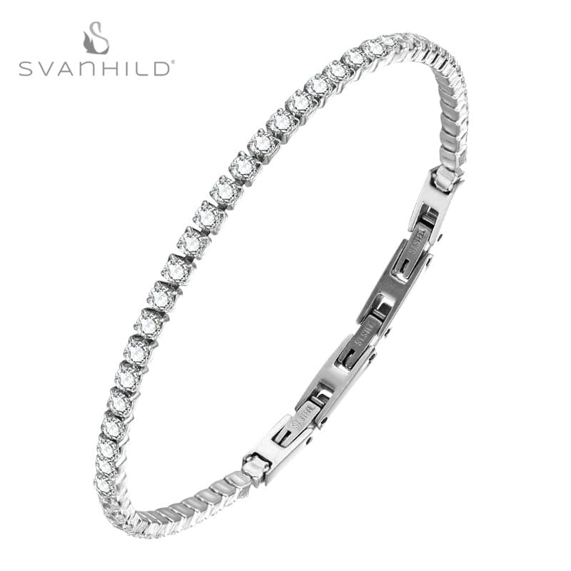 Fashion Jewelry Stainless Steel Zircon Claw Chain Micro Pave 3mm Full Diamond Tennis Bracelet