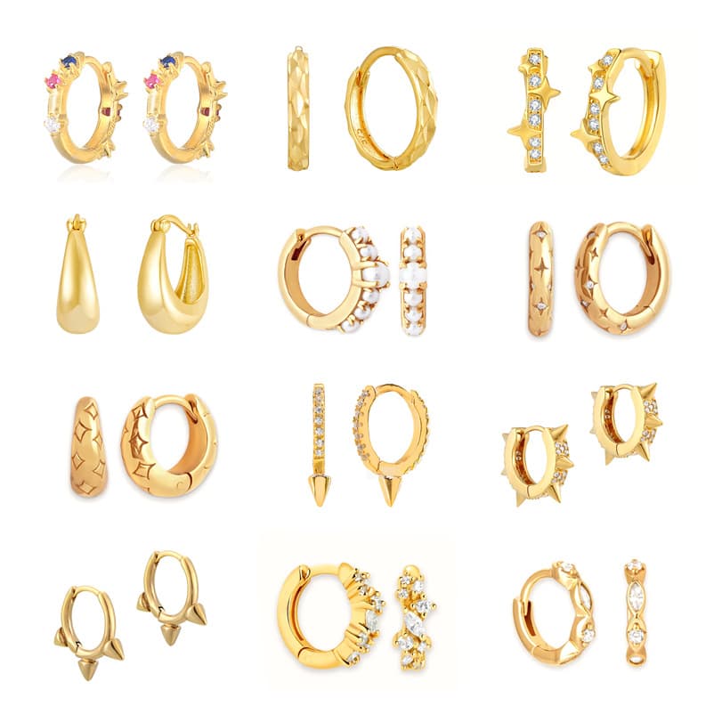 Women's Jewelry INS Style Geometric Inlaid Zircon Earrings Female Retro Metal Style Simple Fashion Trendy Earrings