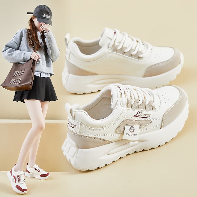 2025 Spring Dad New Korean Edition Ins Female Students Thick Bottom Height Increasing Sports And Leisure Shoes Street