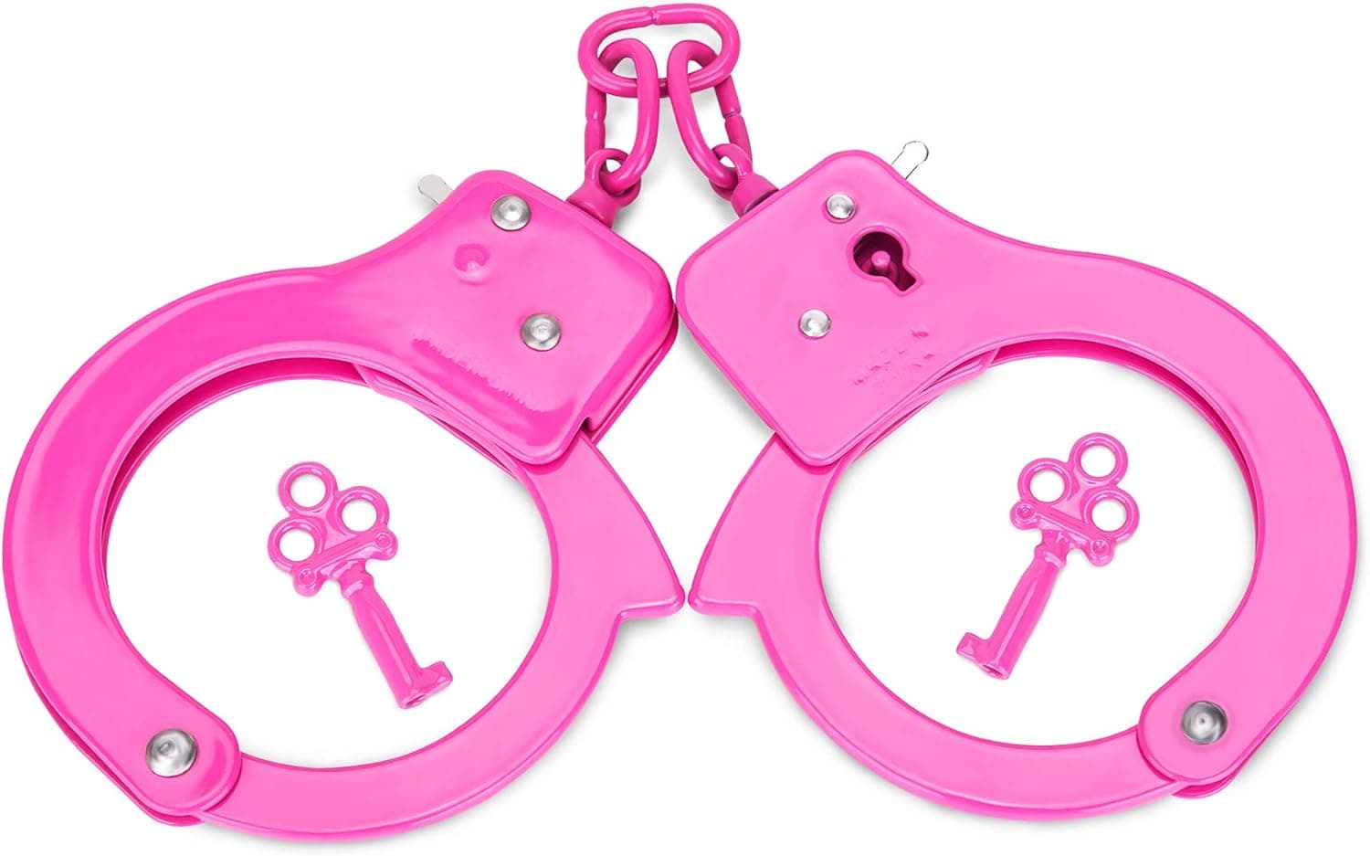 HUALIXUAN Metal Play Handcuffs, Hand Cuffs Police, Toy Handcuffs For Kids (Pink)