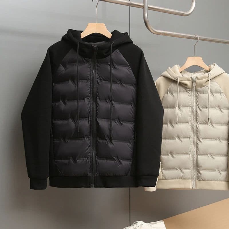 Men's Clothing Men's Winter Warm Hooded Jacket With Fleece Lining, Casual Zip-Up Coat For Outdoor & Daily Wear (Black, Khaki)​