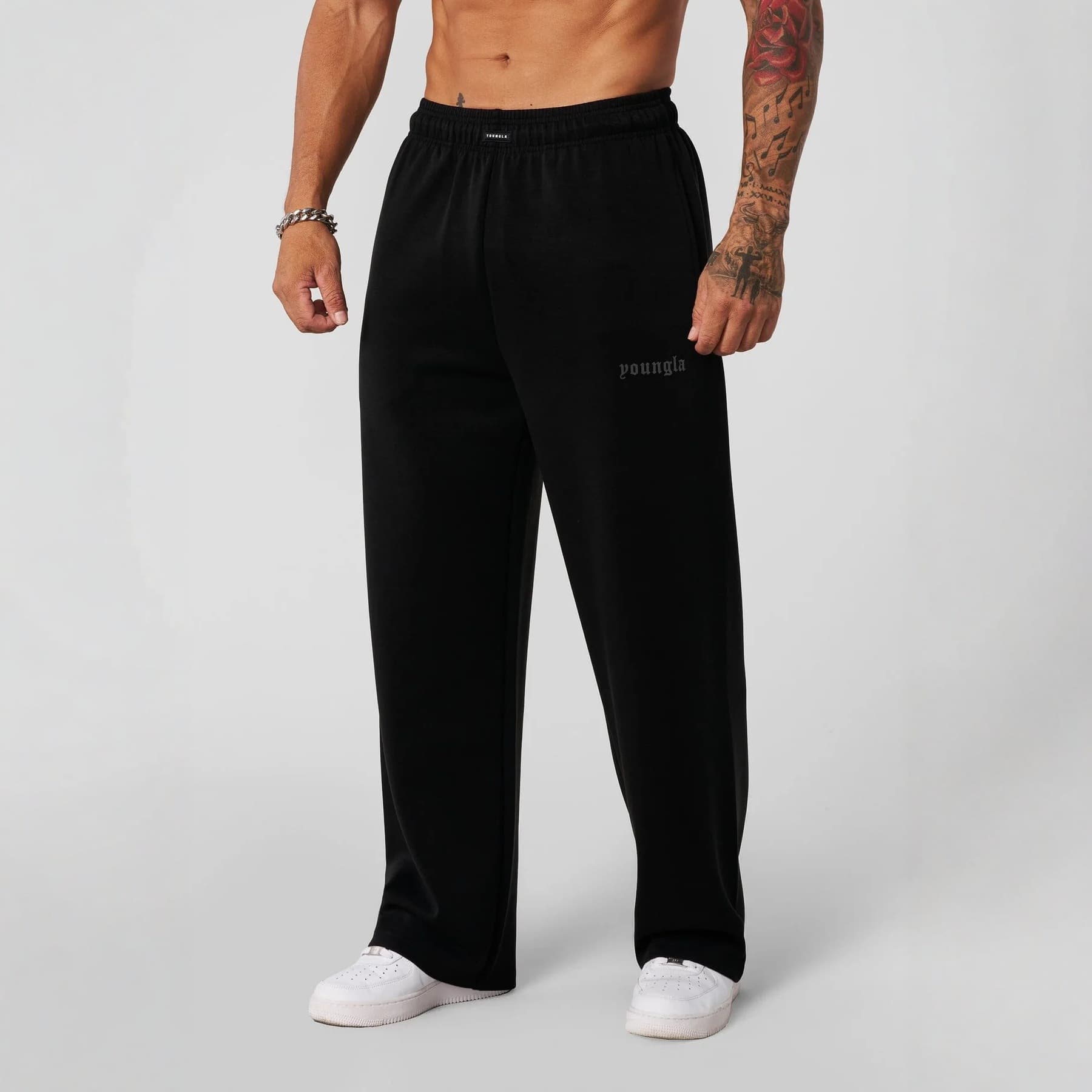YOUNGLA American Style Trendy Men's Joggers Sports Fitness Training Casual Loose Straight Pants