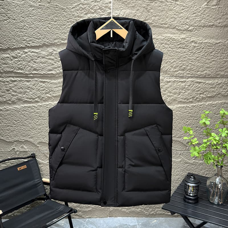 Men’s Quilted Vest – Thickened Winter Cotton Puffer Sleeveless Jacket (Black, Gray, Beige, L-6XL