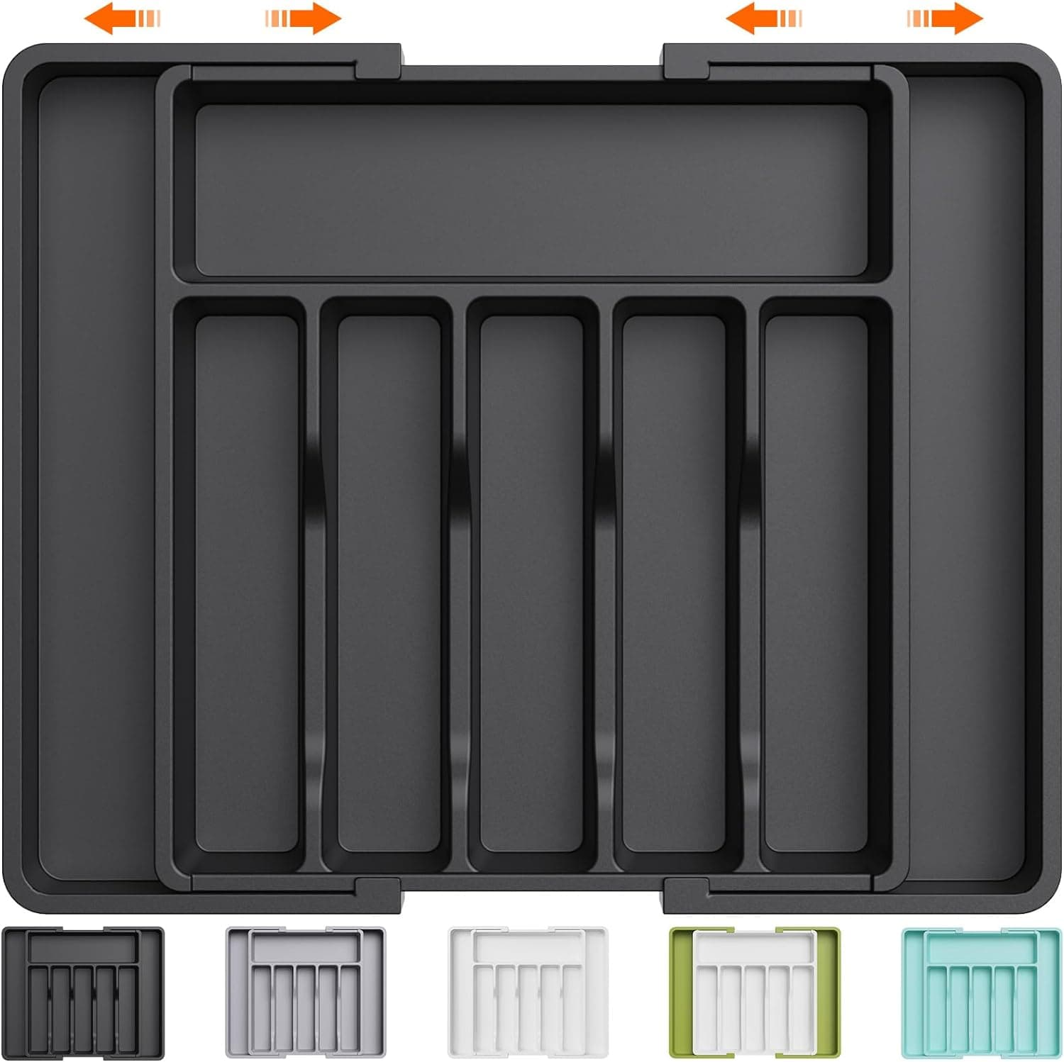 Silverware Drawer Organizer, Expandable Utensil Tray for Kitchen, BPA Free Flatware and Cutlery Holder, Adjustable Plastic Storage for Spoons Forks Kn