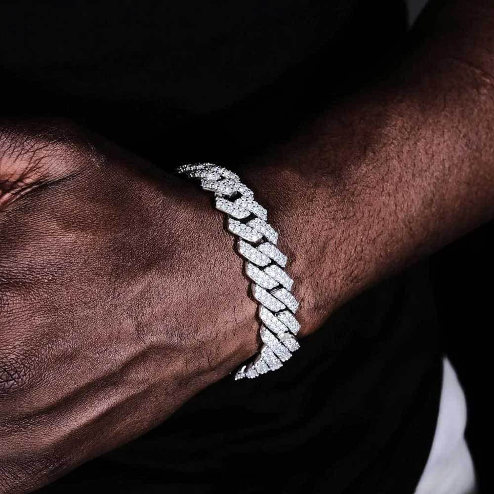 Men's Jewelry Set Fashion Flip Buckle Diamond Cuban Bracelet Trendy Brand Personality Hip Hop Zircon Men's Bracelet Jewelry