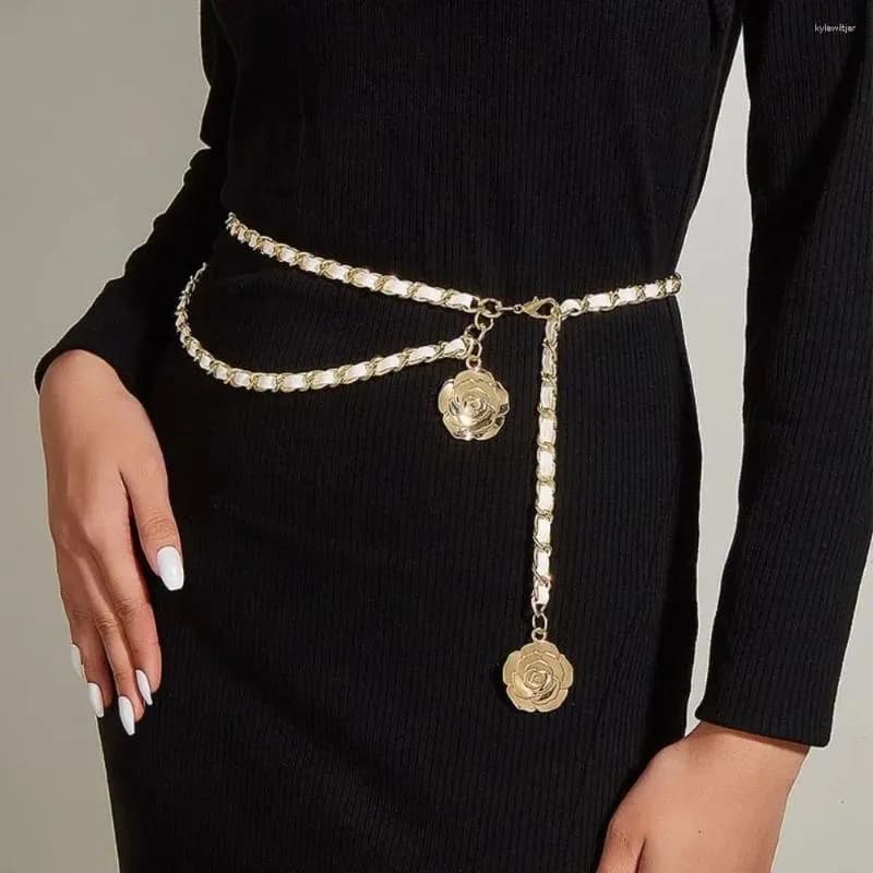 Belts Flower Pendant Waist Chain Fashion Jeans Adjustable Belt Punk Dress Suit Metal Women