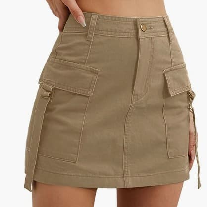 Women's Clothing Low Waist Workwear Skirt Pocket Pure Cotton Mini Comfortable Hip Lifting Casual Short Skirt