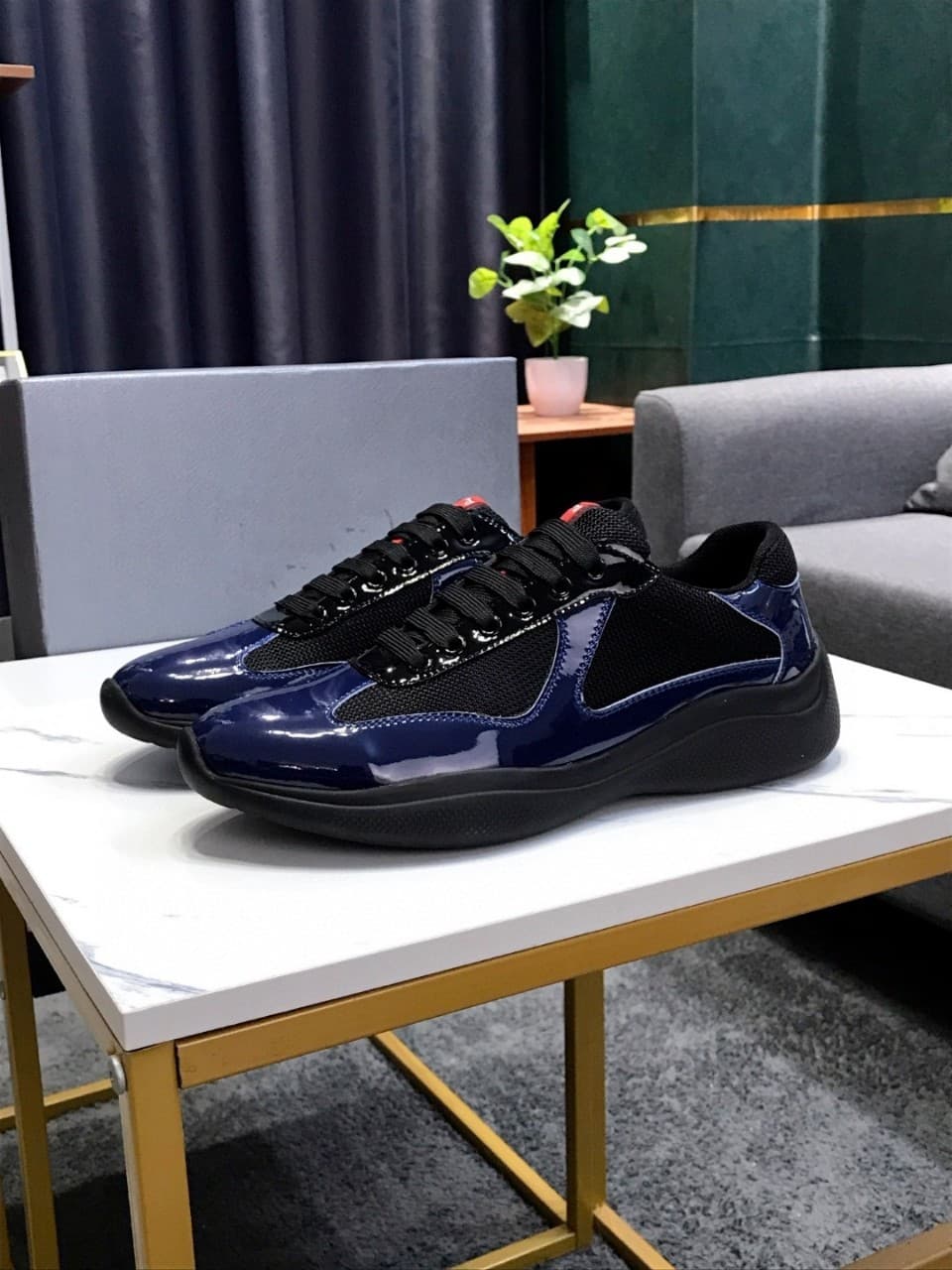P Family Summer Blue Véritable Talon Plat Décontracté En Cuir Naturel Coupe Basse Tendance Bout Rond Chaussures Polyvalentes