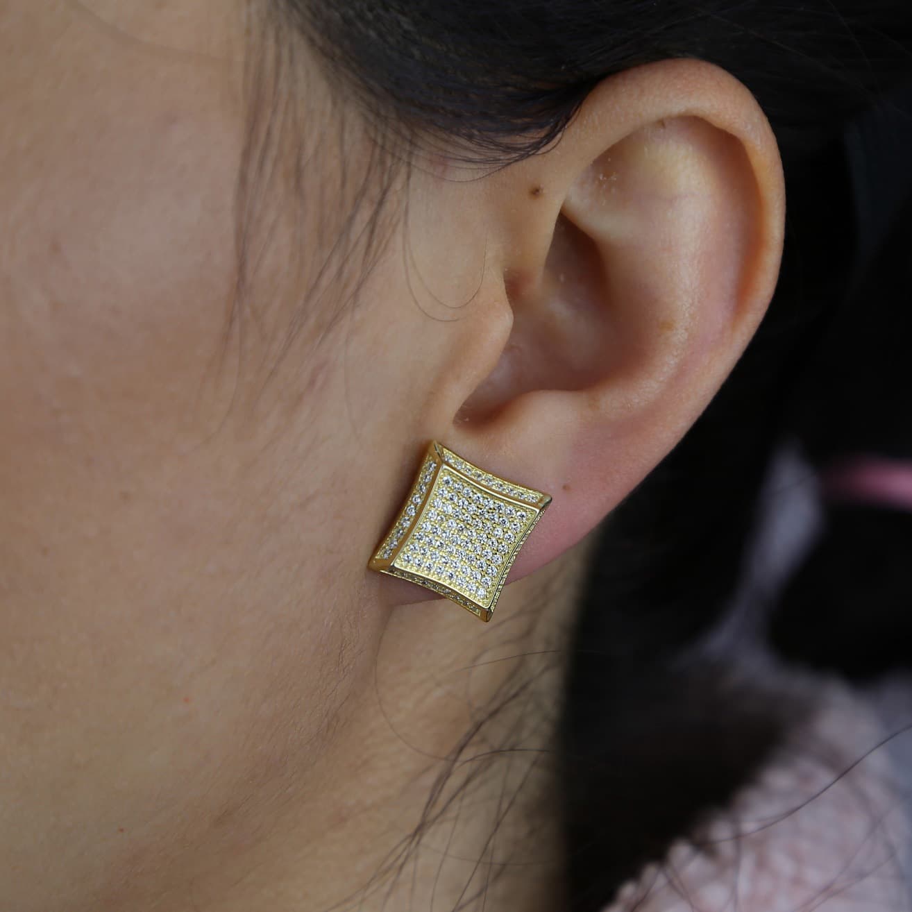 Women's Jewelry Set Fashion Hip Hop Silver Threaded Earrings Micro Inlaid Zircon Hip Hop Jewelry