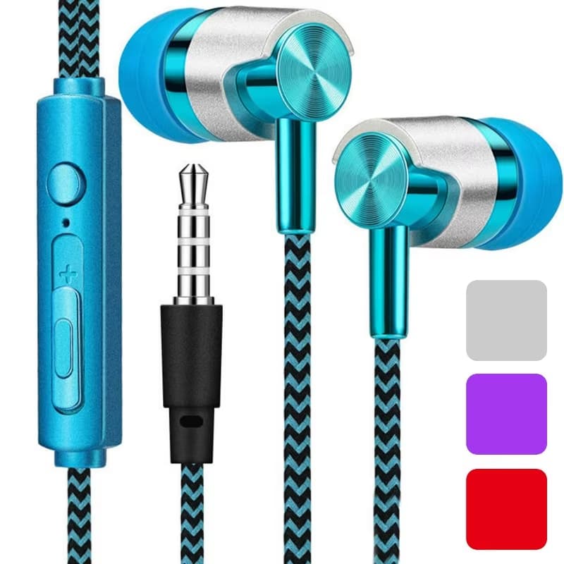 9D HIFI Heavy Bass Metal Wired Earphones Digital 3.5mm AUX With Mic In-Ear Earbuds Sport Music Headset For Samsung Xiaomi Huawei