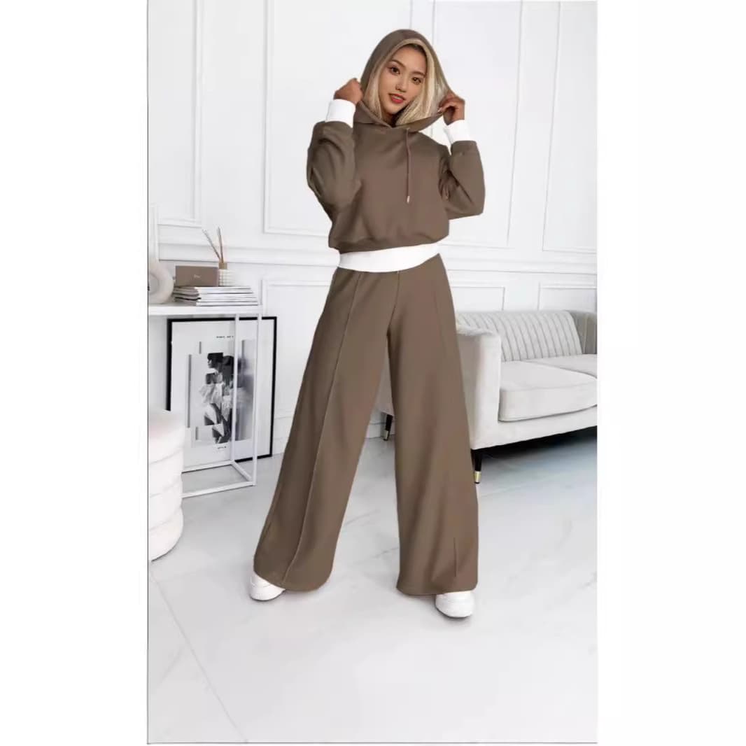 ​​Trendy Patchwork Hoodie & Joggers Set - Fall Winter Casual Two-Piece Outfit, Streetwear Style Comfort Loungewear​​