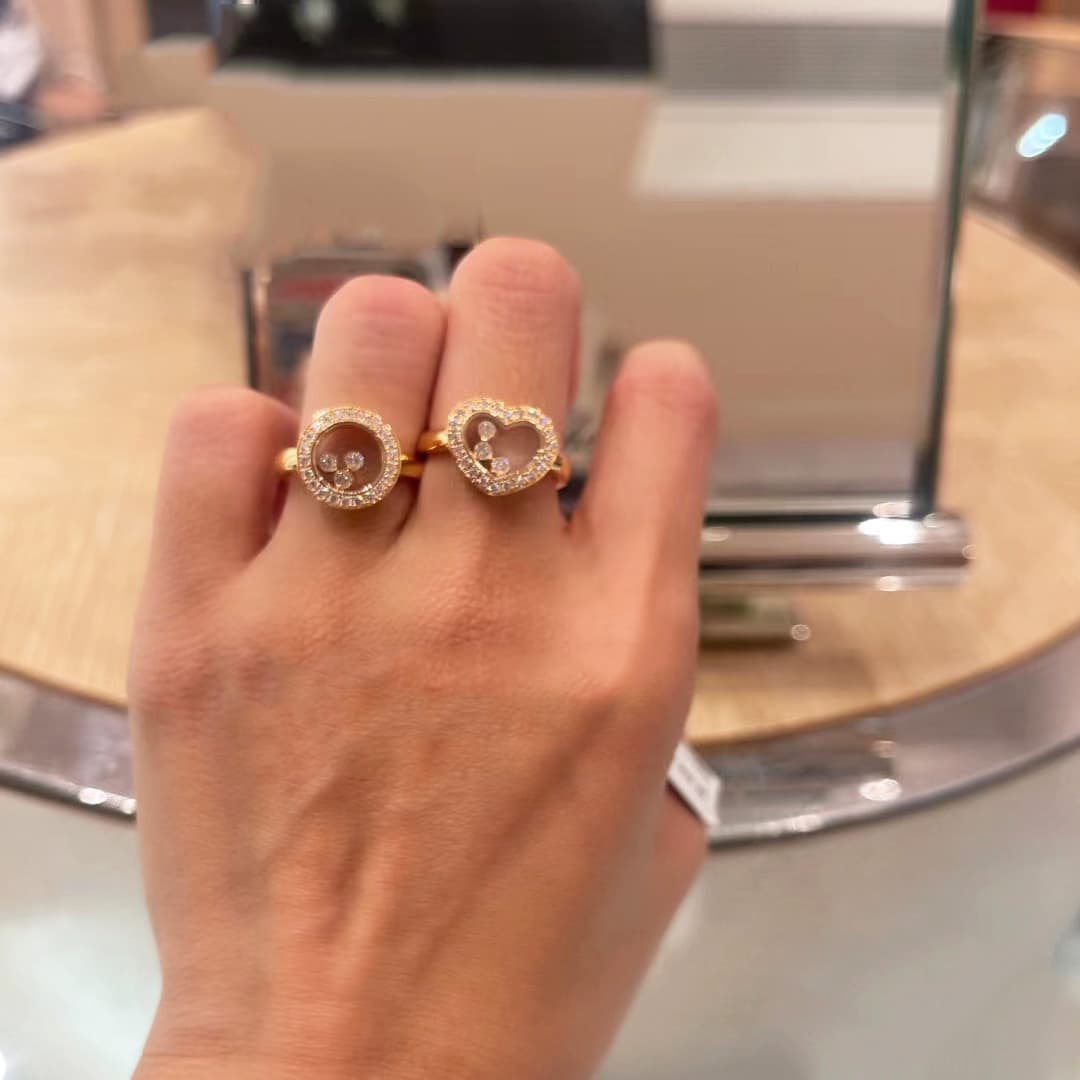 Fashion Jewelry Happy For Women Rose Gold Three Diamond Heart Engagement Ring