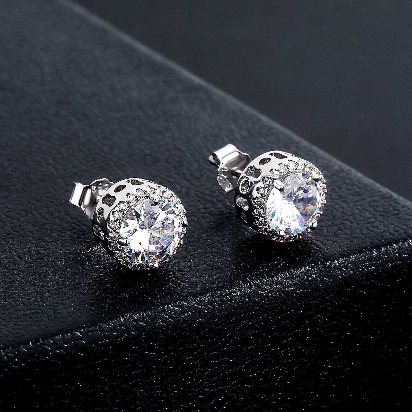 INS Simple Style Large Zircon Jewelry Earrings Silver Needle Personality Fashion Accessories