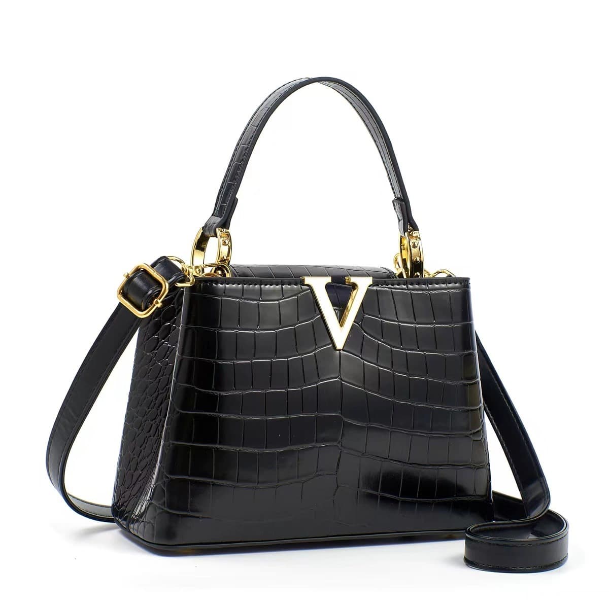 High-Quality Crocodile Pattern Handbag For Women 2024 New Niche Fashion Versatile Shoulder Crossbody Bucket Bag