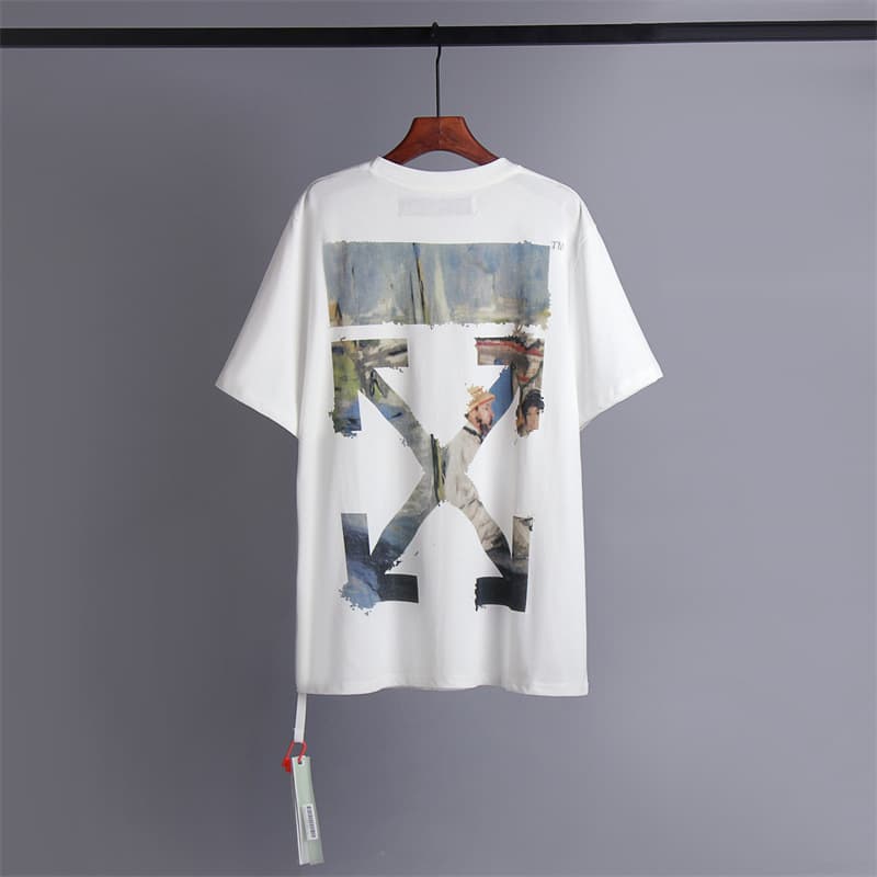 L'expérience de longue date de l'utilisation du ruban adhésif OFF avec impression de flèche OW T-shirt à manches courtes pour homme, coupe ample,