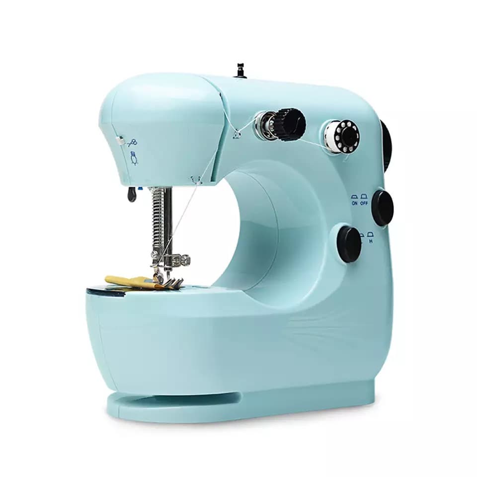 INNE Mini Sewing Machine Manual Portable Needlework Electric Household With Night Light Foot Pedal Table Two Thread Kit Simple Repair Assistant