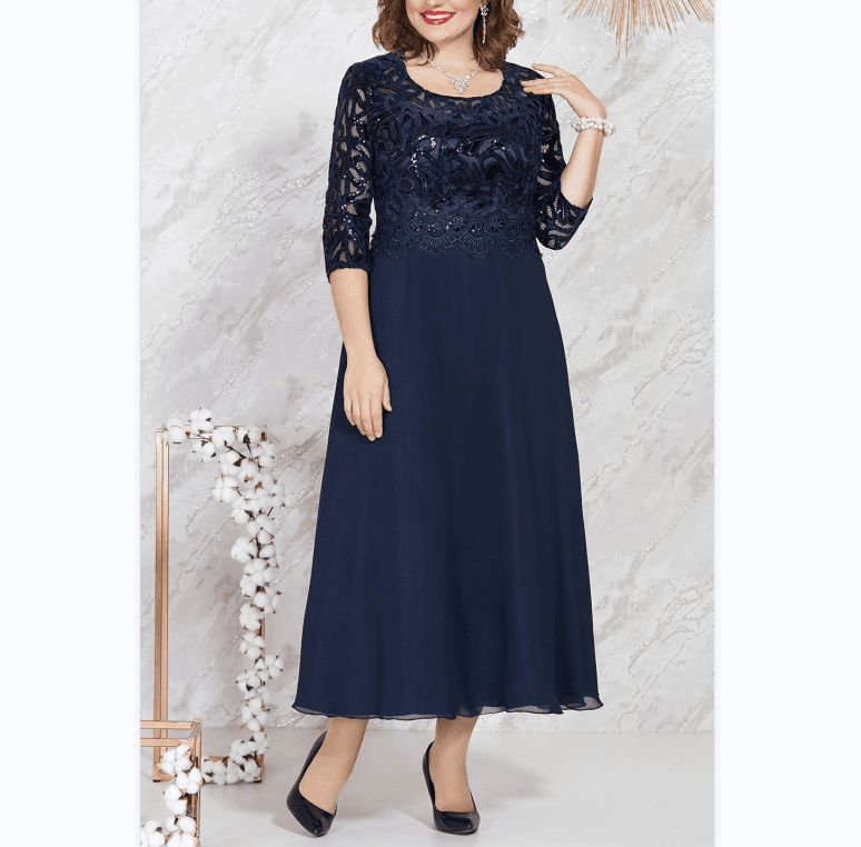 Women's Plus size Dresses with Lace Chiffon Fit for Spring and Summer Seasons