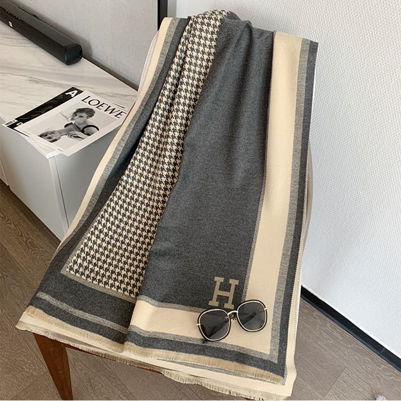 Écharpe pied-de-poule simple pour femme, nouvelle collection automne-hiver, légère et luxueuse, longue section, châle chaud en cachemire épais