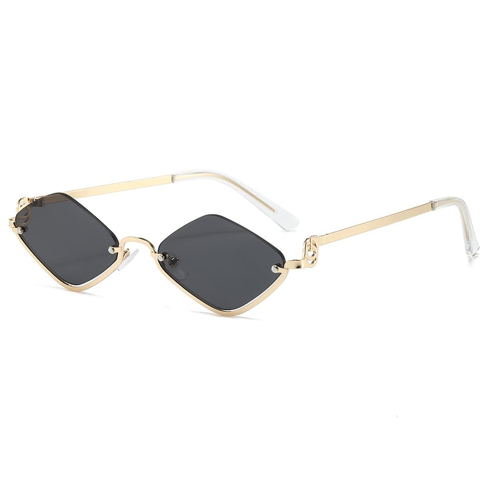 Diamond Shaped Half Frame Sunglasses Fashionable Metal For Men And Women Trendy Cool Ins Style Personalized Glasses